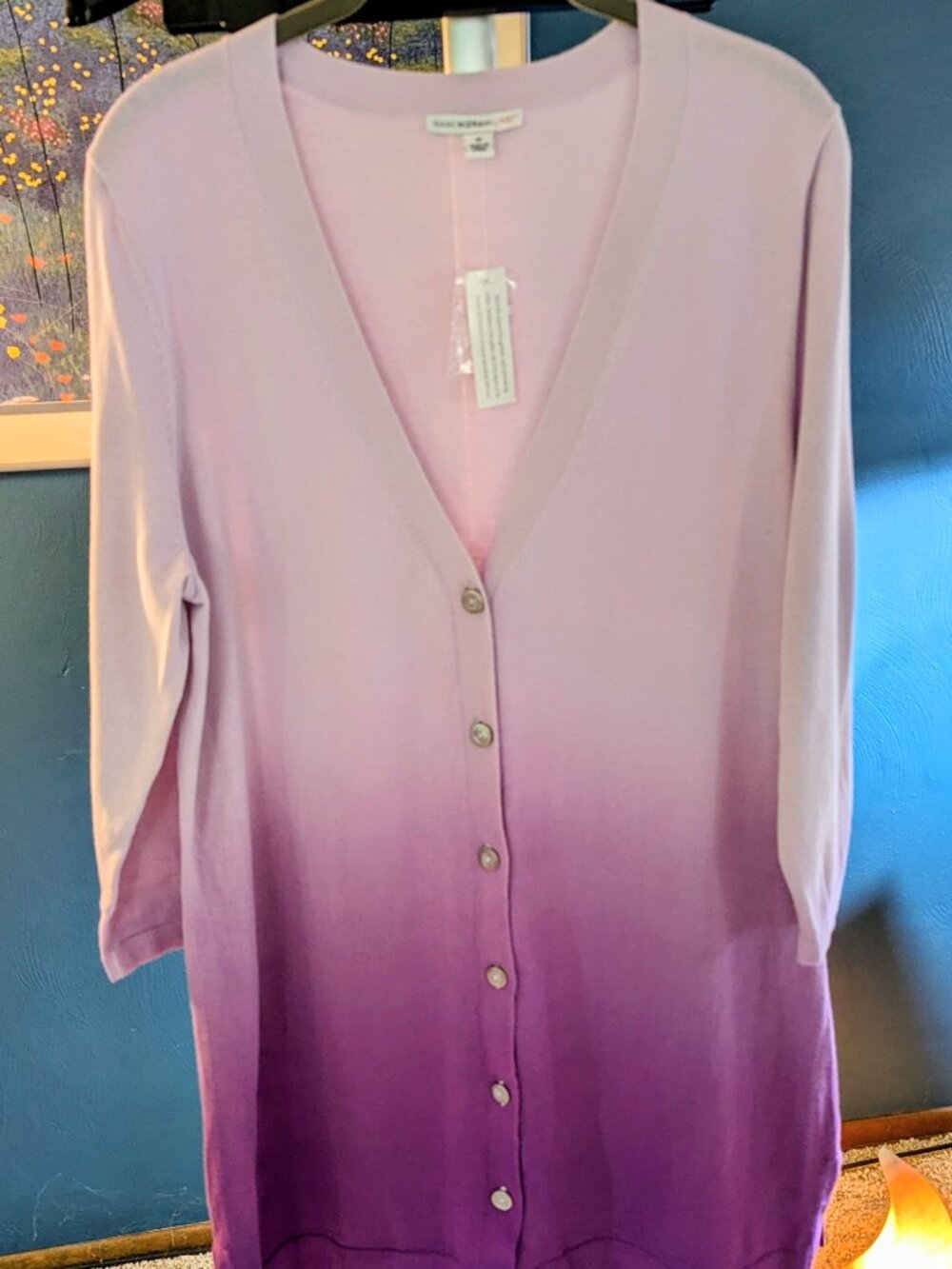 Isaac Mizrahi Dip Dye Ombre Light Weight Sweater 3/4 Sleeves Medium NWT!!